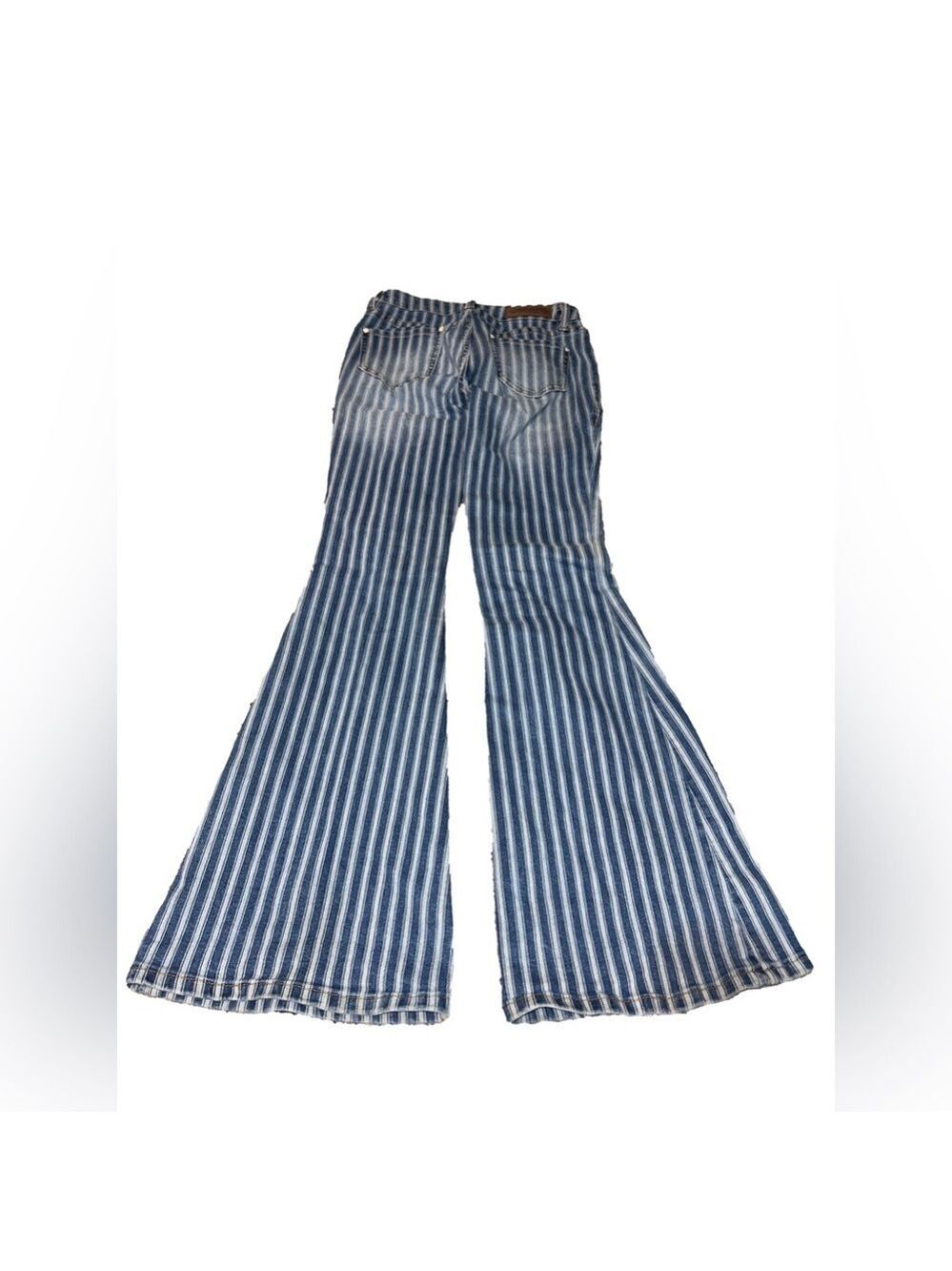 Rock & Roll Denim Y2K High Rise Flare Striped Jeans Size 25 - Picture 2 of 6